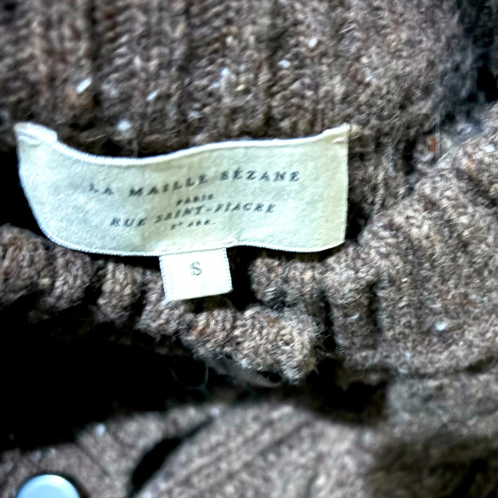 🍂🎃RARE Sezane ANDINA CARDIGAN Chunky Cable Knit Brown Sweater - Picture 6 of 11